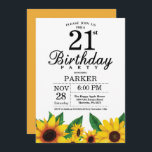 Invitation du 21e anniversaire du tournesol<br><div class="desc">Invitation du 21e anniversaire du tournesol. Fleurs florales et Arrière - plan blanc. Country Vintage Retro. Femmes Anniversaire. 12ème 13ème 15ème 16ème 18ème 20ème 21ème 30ème 40ème 50ème 60ème 70ème 80ème 90ème 100ème, tout âge. Numérique imprimable. Pour plus de personnalisation, cliquez sur le bouton "Customiser" et utilisez notre outil de...</div>
