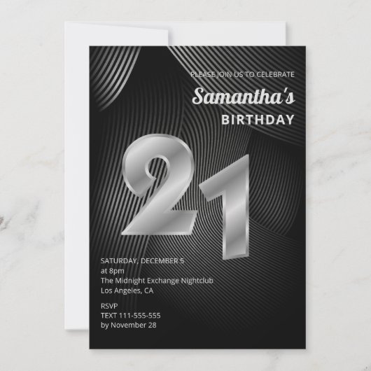 Invitation du 21e anniversaire moderne (Devant)
