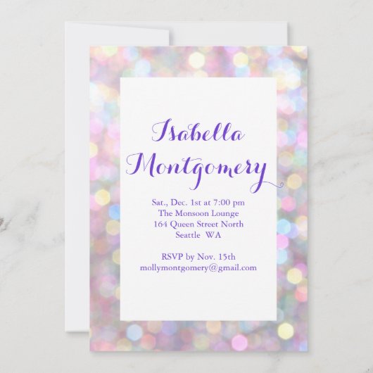 Invitation du 21e anniversaire Sparkly (Dos)