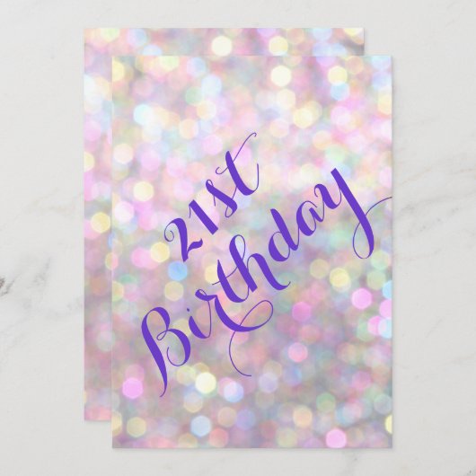 Invitation du 21e anniversaire Sparkly (Devant / Derrière)