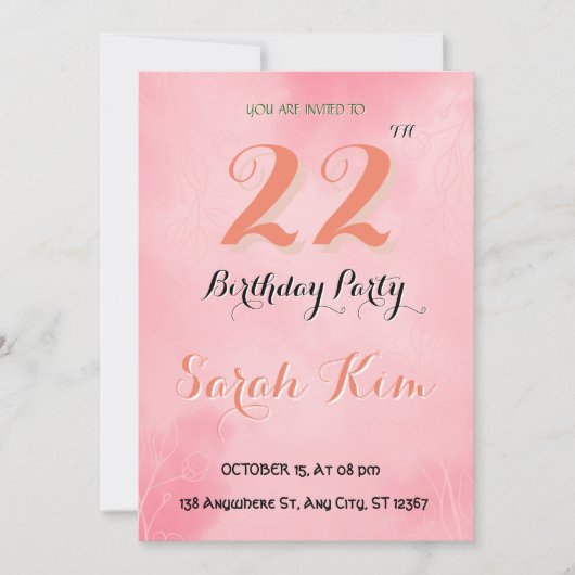 Invitation du 22e anniversaire (Devant)