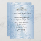 Invitation du 25e anniversaire bleu floral (Devant / Derrière)