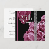 Invitation du 25e anniversaire de l'argent Roses P (Devant / Derrière)