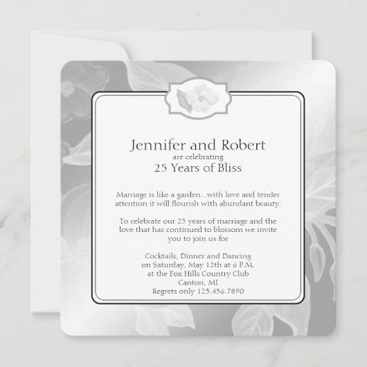 Invitation du 25e anniversaire de mariage du jardi (Devant)
