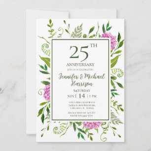 Invitation du 25e anniversaire de Pink Hydrangeas