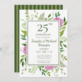 Invitation du 25e anniversaire de Pink Hydrangeas (Devant / Derrière)