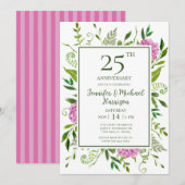 Invitation du 25e anniversaire de Pink Hydrangeas (Devant / Derrière)