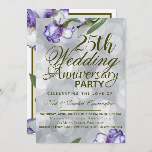 Invitation du 25e anniversaire du Mariage (Devant / Derrière)