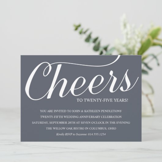 Invitation du 25e anniversaire du Mariage chic (Debout devant)