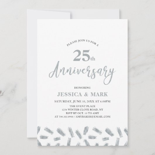 Invitation du 25e anniversaire du Mariage d'argent (Devant)