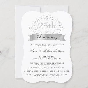 Invitation du 25e anniversaire du Mariage d'argent