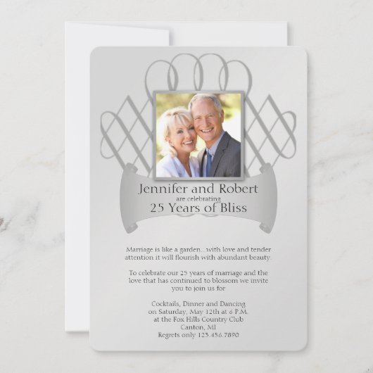 Invitation du 25e anniversaire du Mariage de défil (Devant)