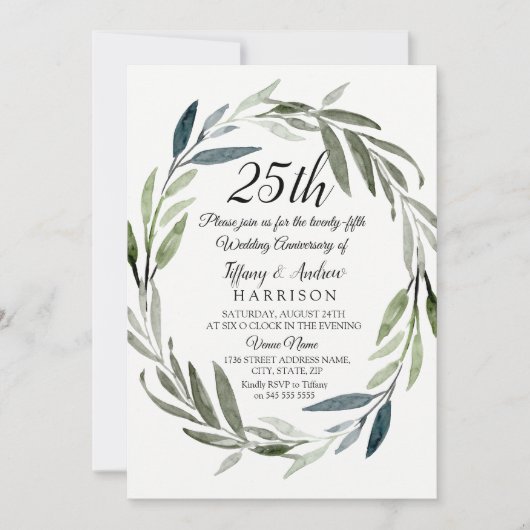 Invitation du 25e anniversaire du Mariage de la co (Devant)