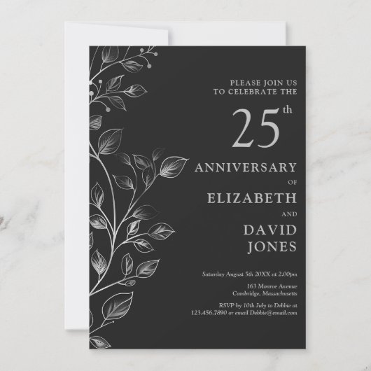 Invitation du 25e anniversaire du Mariage en argen (Devant)