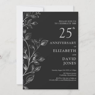 Invitation du 25e anniversaire du Mariage en argen