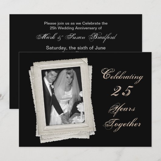 Invitation du 25e anniversaire du Mariage - Insert (Devant / Derrière)