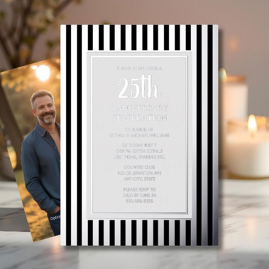 Invitation du 25e anniversaire du Mariage Silver S