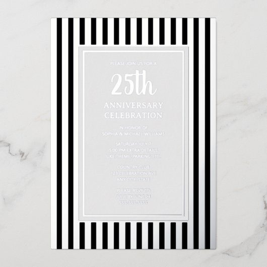 Invitation du 25e anniversaire du Mariage Silver S (Recto)