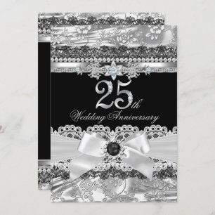 Invitation du 25e anniversaire Lace & Silver Pearl