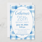 Invitation du 25e anniversaire, Motif En vichy ble (Devant)