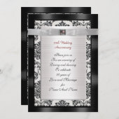 Invitation du 25e anniversaire noir et blanc (Devant / Derrière)