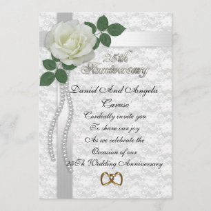 Invitation du 25e anniversaire Rose blanche