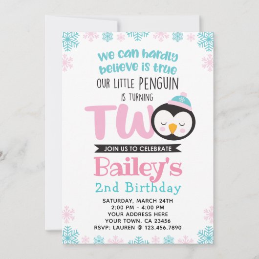 Invitation du 2e anniversaire de Penguin (Devant)