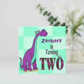 INVITATION DU 2E ANNIVERSAIRE - DINOSAUR - PURPLE (Debout devant)