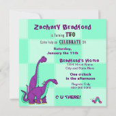 INVITATION DU 2E ANNIVERSAIRE - DINOSAUR - PURPLE (Dos)