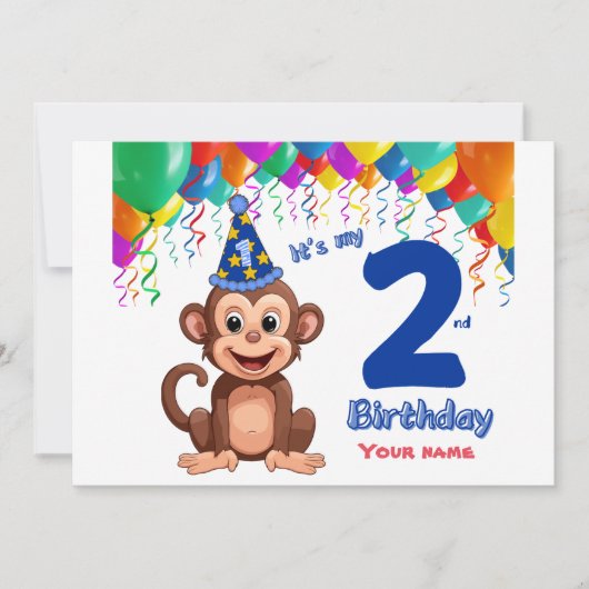Invitation du 2e anniversaire, fête des singes Per (Devant)