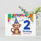 Invitation du 2e anniversaire, fête des singes Per (Debout devant)
