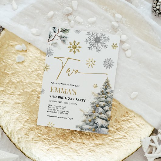 Invitation du 2e anniversaire, hiver deux annivers