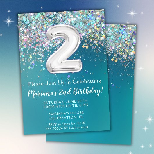Invitation du 2e anniversaire Parties scintillant