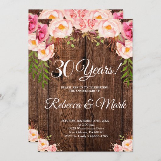 Invitation du 30e anniversaire, Anniversaire Maria (Devant / Derrière)