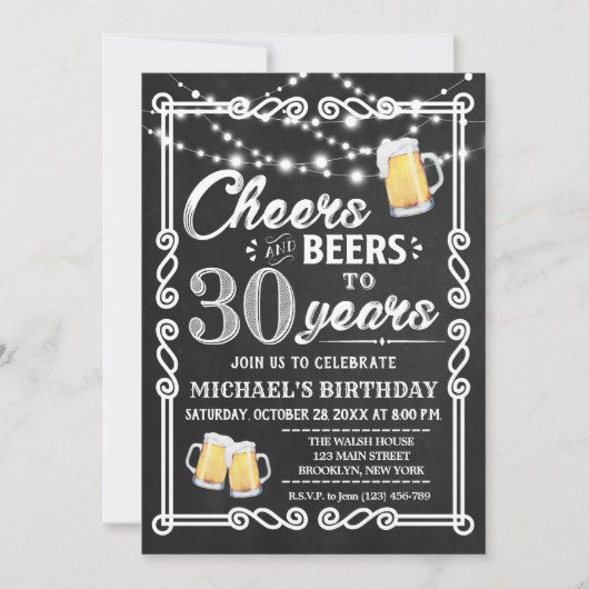 Invitation du 30e anniversaire | Courses et bières (Devant)