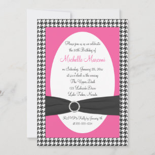Invitation du 30e anniversaire de Houndstooth rose