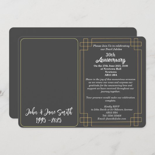 Invitation du 30e anniversaire du jubilé de perles (Devant / Derrière)