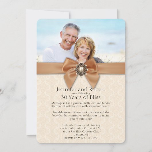 Invitation du 30e anniversaire du Mariage Peach Pe (Devant)