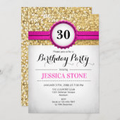 Invitation du 30e anniversaire - Hot Pink White Go (Devant / Derrière)