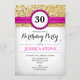 Invitation du 30e anniversaire - Hot Pink White Go