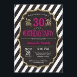 Invitation du 30e anniversaire. Parties scintillan<br><div class="desc">30e anniversaire Invitation pour les femmes. Invitation de fête d'anniversaire rose noir et or. Parties scintillant d'or. Flore rose. Grandes taches noires et blanches. Numérique imprimable.
Pour plus de personnalisation,  cliquez sur le bouton "Customiser" et utilisez notre outil de conception pour modifier ce modèle.</div>