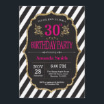 Invitation du 30e anniversaire. Parties scintillan<br><div class="desc">30e anniversaire Invitation pour les femmes. Invitation de fête d'anniversaire rose noir et or. Parties scintillant d'or. Flore rose. Grandes taches noires et blanches. Numérique imprimable.
Pour plus de personnalisation,  cliquez sur le bouton "Customiser" et utilisez notre outil de conception pour modifier ce modèle.</div>