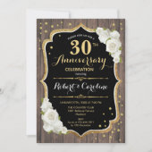 Invitation du 30e anniversaire - Rustic Wood Gold (Devant)