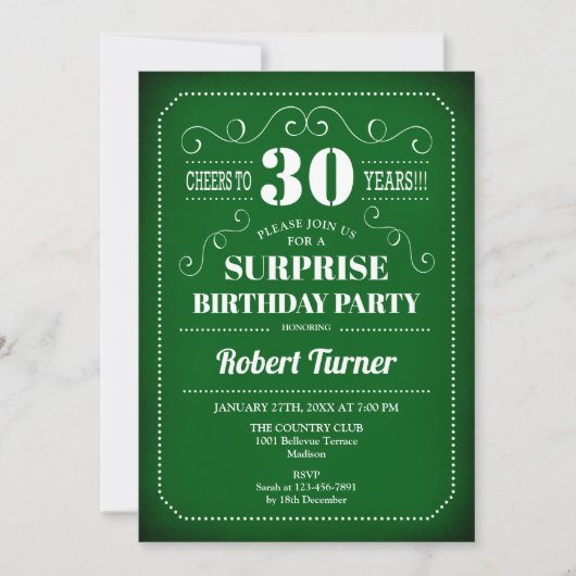 Invitation du 30e anniversaire surprise - Blanc ve (Devant)