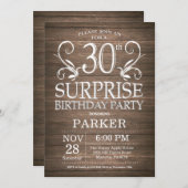 Invitation du 30e anniversaire surprise Bois rusti (Devant / Derrière)