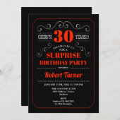Invitation du 30e anniversaire surprise - Rouge no (Devant / Derrière)