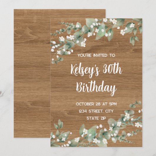 Invitation du 30e anniversaire - Verdure rustique (Devant / Derrière)