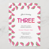 Invitation du 3e anniversaire | pastèque tropicale (Devant / Derrière)