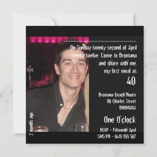 Invitation du 40e anniversaire (Dos)