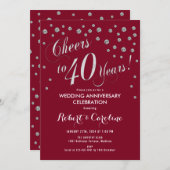 Invitation du 40e anniversaire à Ruby Red & Silver (Devant / Derrière)